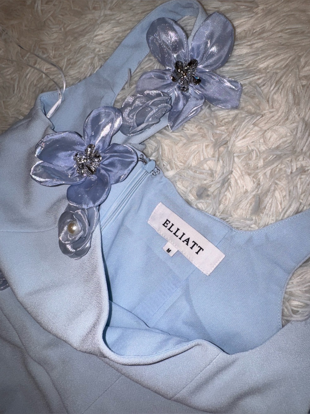 NEW ELLIATT Chantelle 3d floral blue midi Dress sz M - Picture 6 of 10